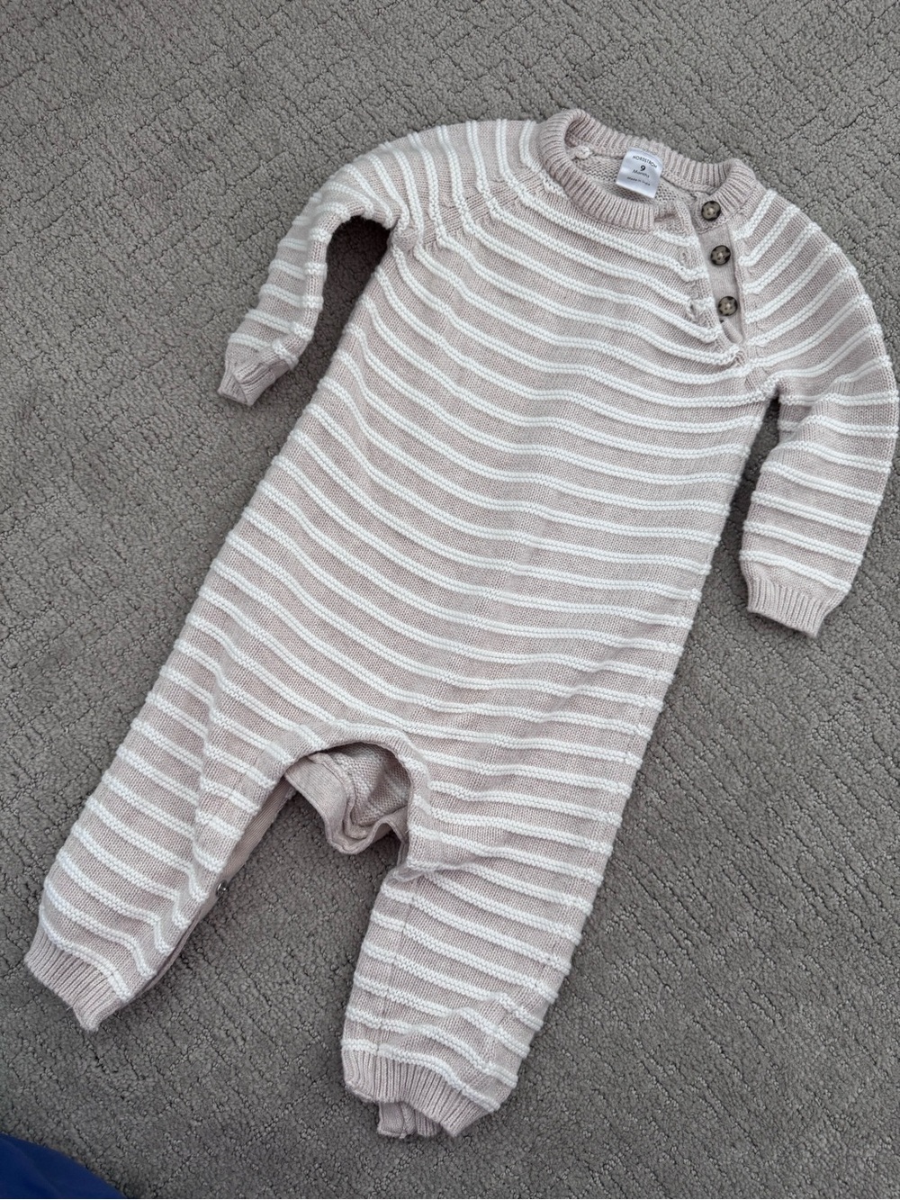 Nordstrom Striped Knit One-Piece in Beige and White